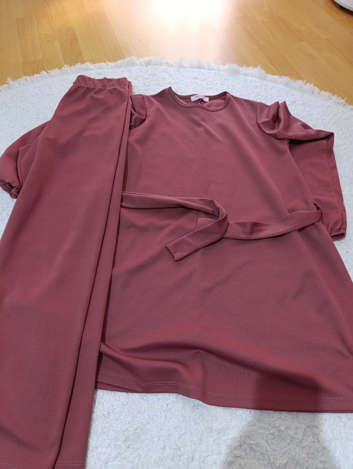 Bordo Yılan Desenli Midi Kadın Takım - Görsel 2