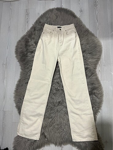 Trendyolmilla Ekru yüksek bel wide leg jeans