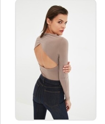 Trendyolmilla sırt dekolteli çıtçıtlı vizon body
