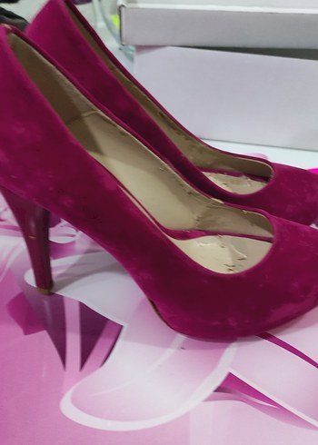 Diğer Pembe Süet Stiletto Kadın Topuklu Ayakkabı