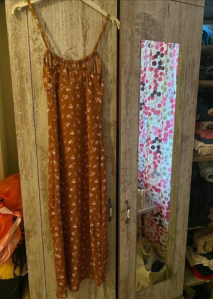 Kahverengi Uzun Elbise  - Görsel 2