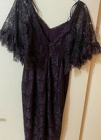 Mürdüm Rengi Elbise - Görsel 4