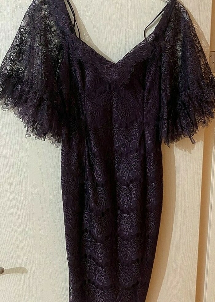 Mürdüm Rengi Elbise - Görsel 3