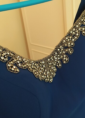Şeref Vural Lacivert Uzun Abiye Elbise  - Görsel 7