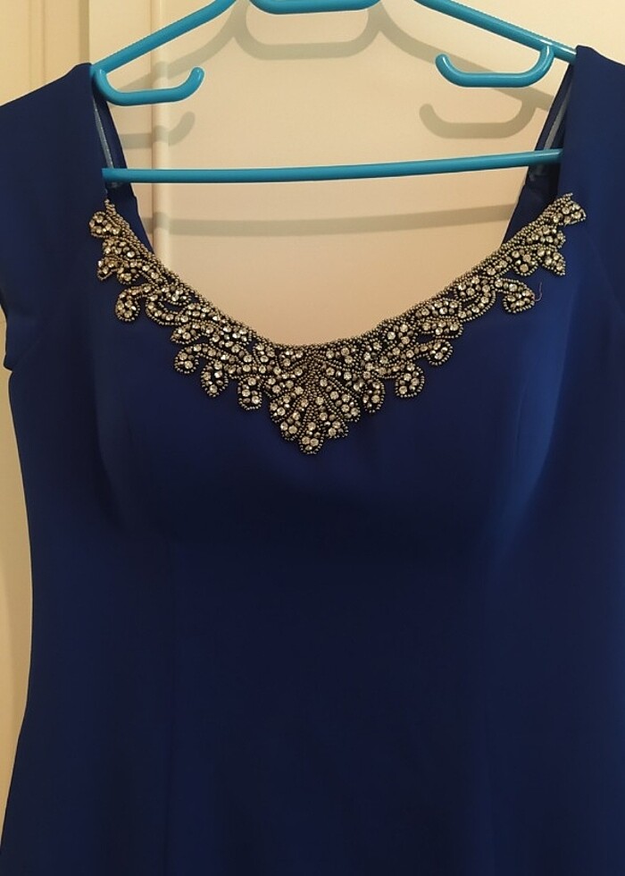 Şeref Vural Lacivert Uzun Abiye Elbise  - Görsel 5