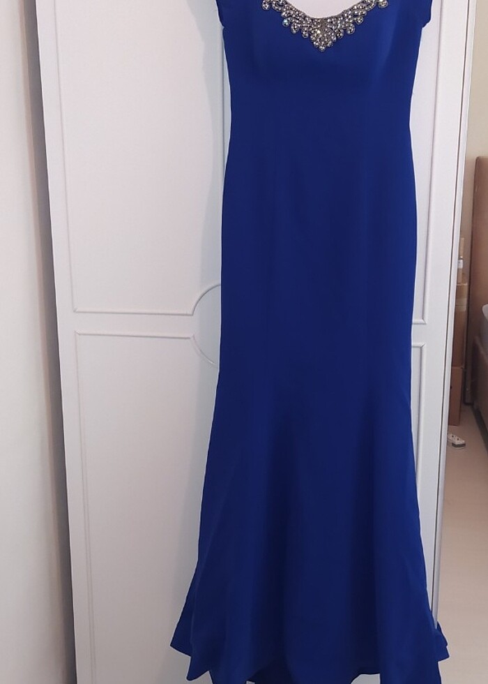 Şeref Vural Lacivert Uzun Abiye Elbise  - Görsel 4