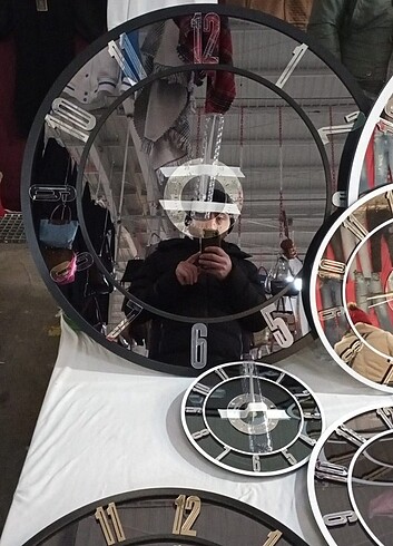 AYNALI DUVAR SAATİ 25 CM - Görsel 16