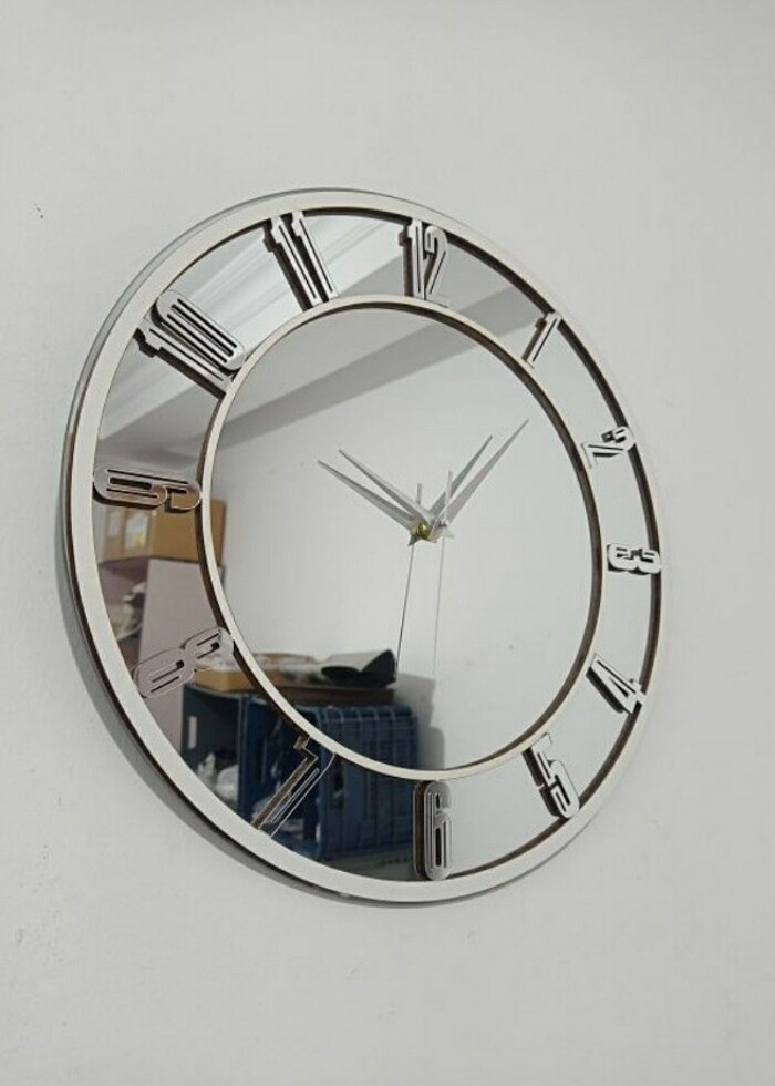 AYNALI DUVAR SAATİ 25 CM - Görsel 2