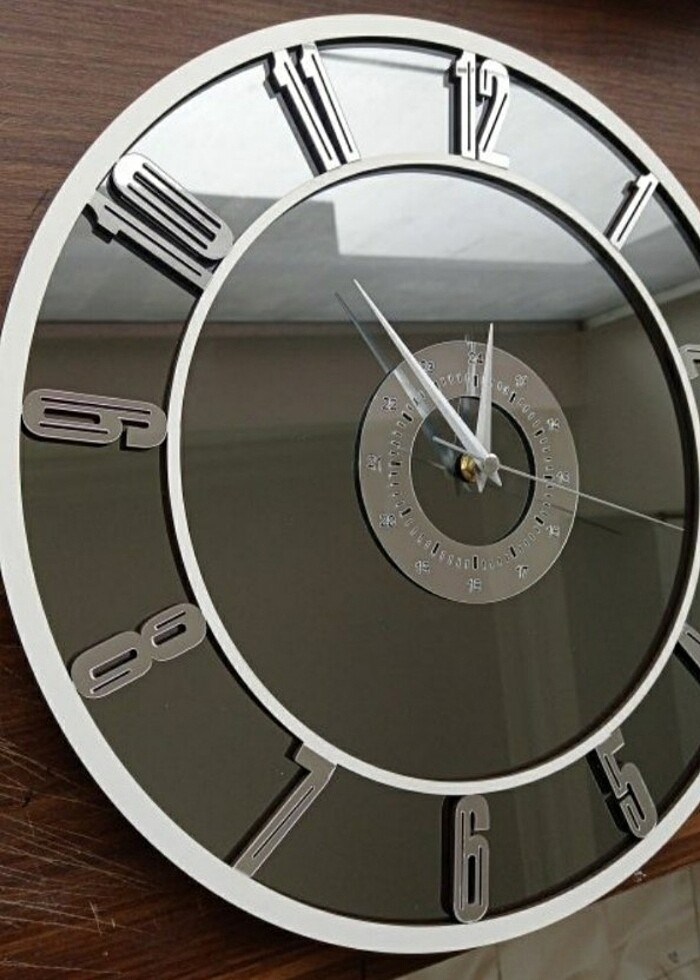 AYNALI DUVAR SAATİ 25 CM - Görsel 3