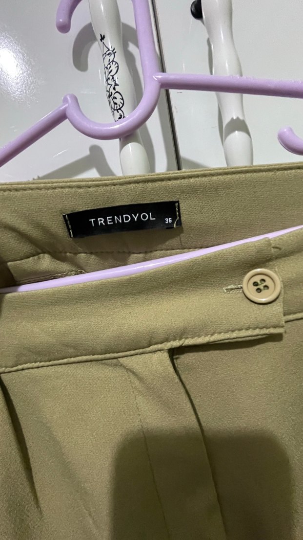 Bej Kadın Kumaş Pantolon Midi Boy - Görsel 3