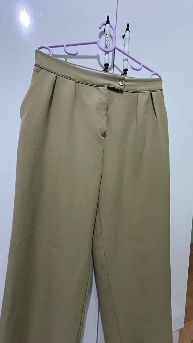 Bej Kadın Kumaş Pantolon Midi Boy - Görsel 2