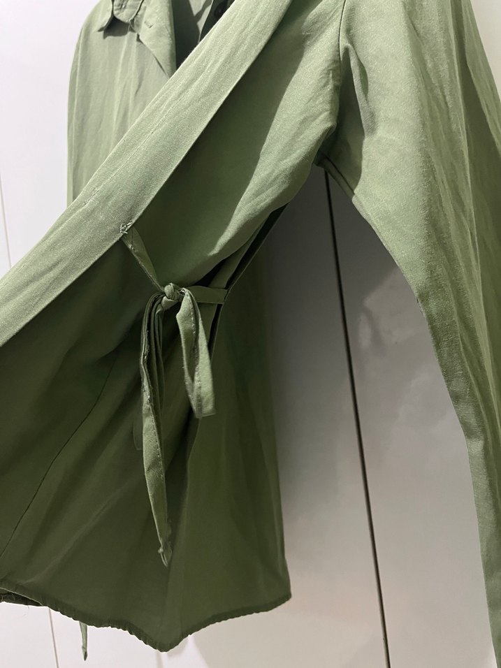 Kadın Haki Düğmeli Uzun Kollu Gömlek - Görsel 2