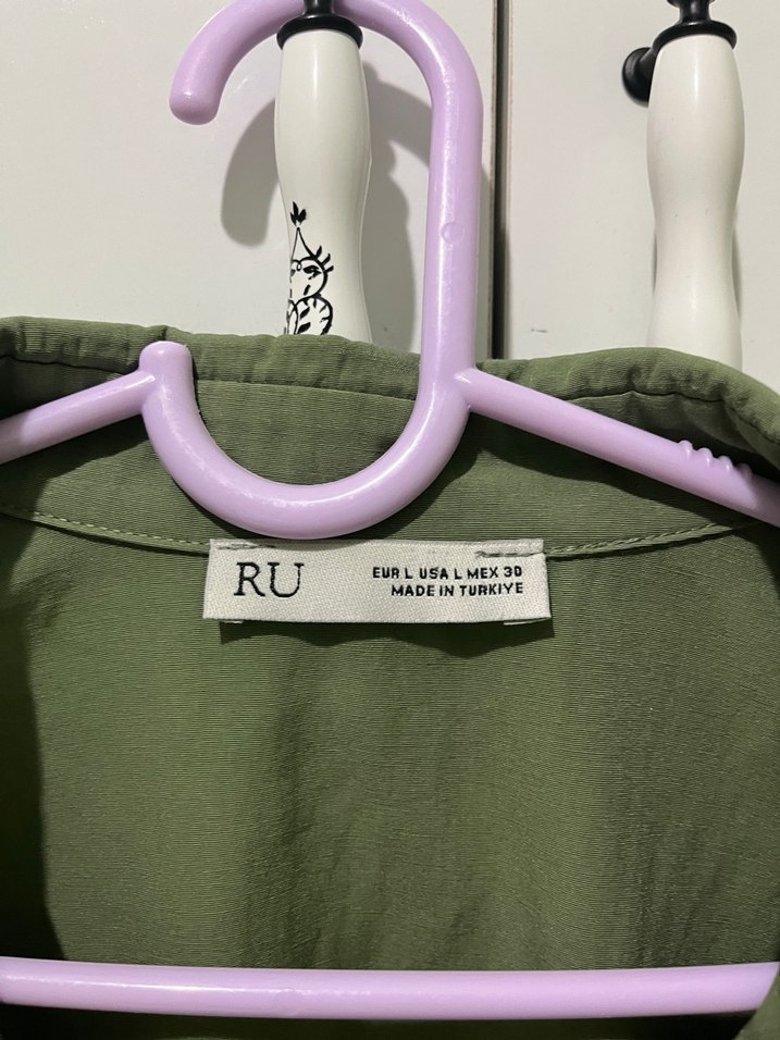 Kadın Haki Düğmeli Uzun Kollu Gömlek - Görsel 3