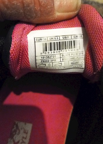 38 Beden pembe Renk Siyah-Pembe Kadın Spor Ayakkabı Velcro Detaylı