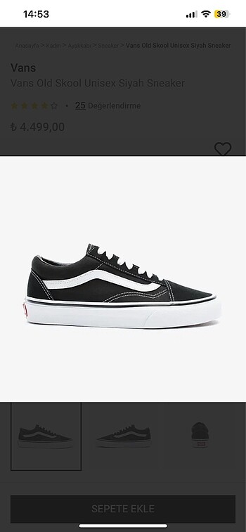 Vans Old Skool Unisex Siyah Sneaker
