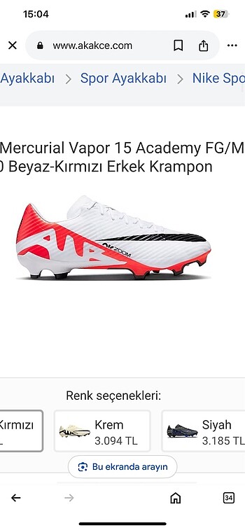 Nike Zoom Mercurial Vapor 15 Academy FG/MG 40,5 numara