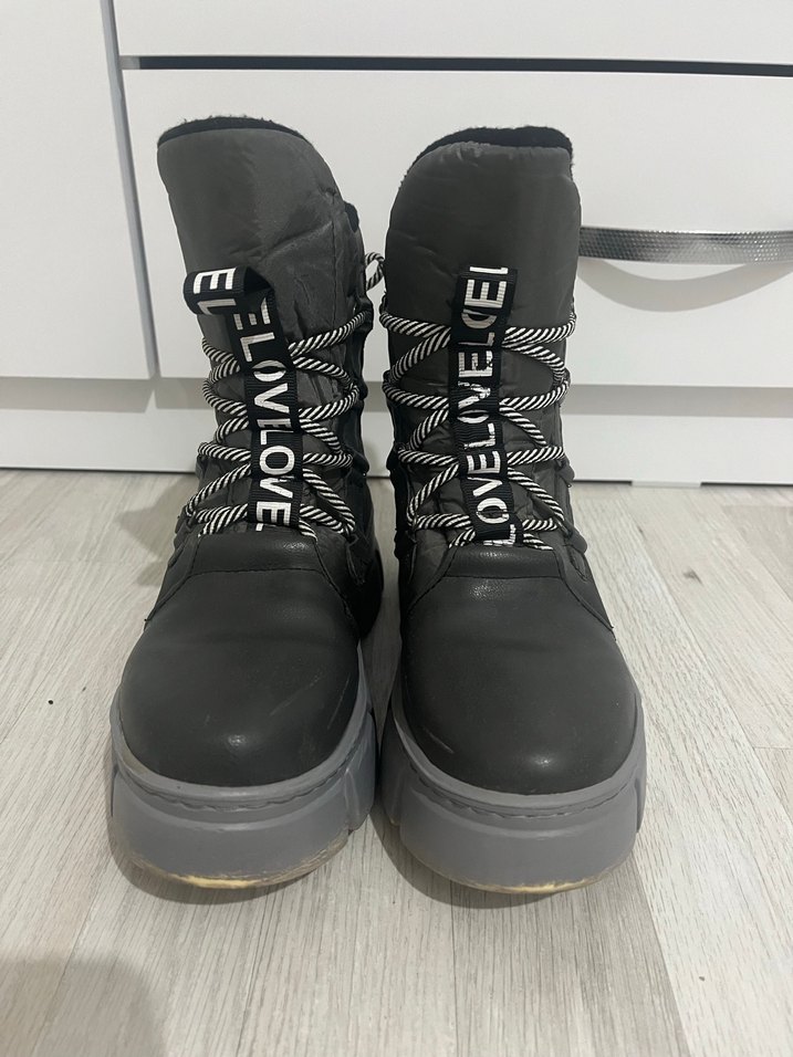 Gri Platform Topuklu Kadın Bot - Görsel 2