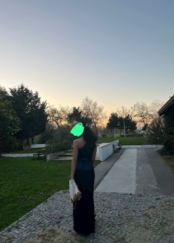 Saten Lacivert Drapeli Tek Omuz Uzun Abiye - Görsel 3