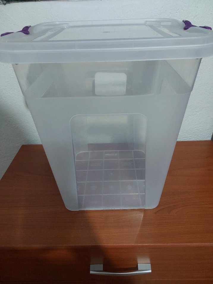 Mor Kulplu Şeffaf Plastik Saklama Kabı 30 lt - Görsel 3