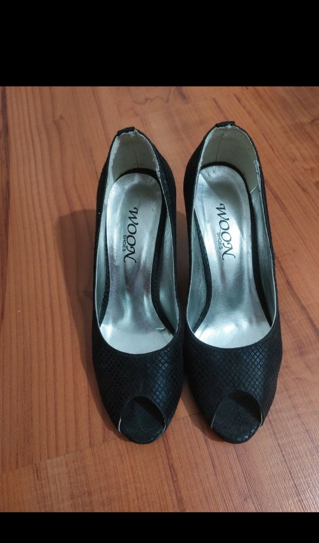 Yılan Desenli Siyah Parlak Topuklu Kadın Ayakkabı - Görsel 3