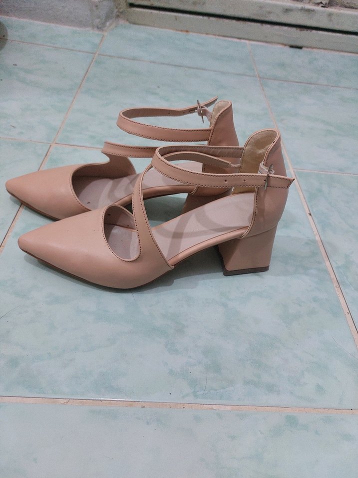 Bej Kadın Günlük Topuklu Ayakkabı - Görsel 3