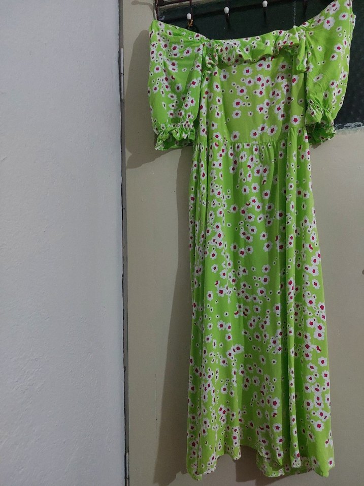 Renkli Yeşil Uzun Bohem Elbise - Görsel 2