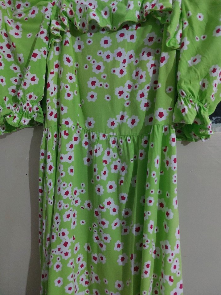 Renkli Yeşil Uzun Bohem Elbise - Görsel 3