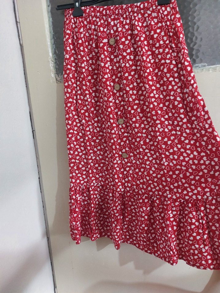 Bohem Tarzı Düğmeli Uzun Midi Etek - Görsel 3