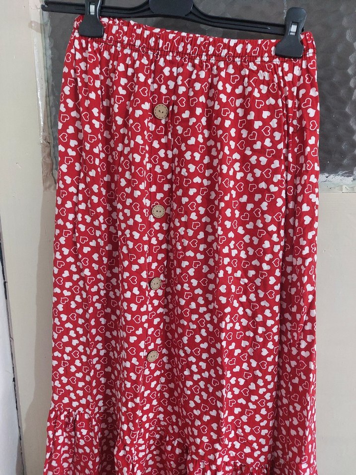 Bohem Tarzı Düğmeli Uzun Midi Etek - Görsel 2