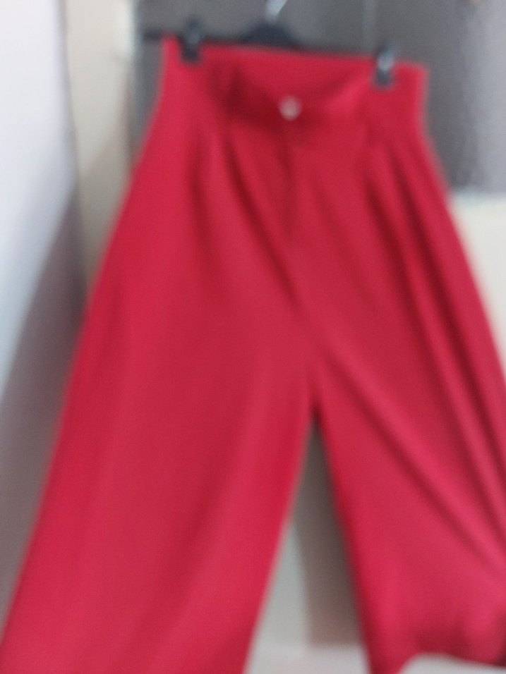 Kırmızı Salaş Midi Kumaş Pantolon - Görsel 3