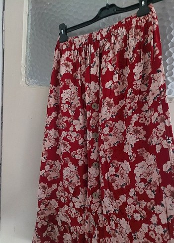 Bordo Çiçekli Uzun Bohem Etek - Görsel 5