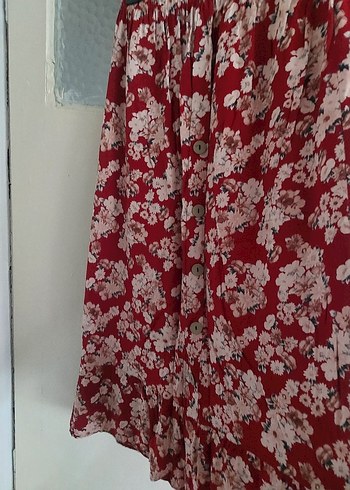 Bordo Çiçekli Uzun Bohem Etek - Görsel 6