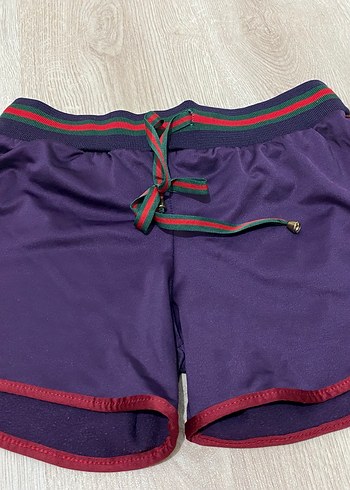 Kadın Mor Mini Şort Kemerli Spor Tarzı