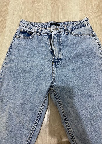s Beden Mavi Loose Fit Midi Denim Kadın Jean