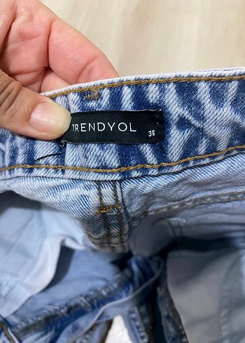 s Beden mavi Renk Mavi Loose Fit Midi Denim Kadın Jean