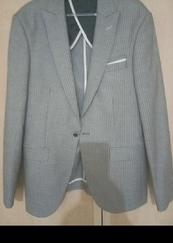 48 Beden gri Renk Gri Erkek Düz Desenli Regular Fit Takım Ceketi