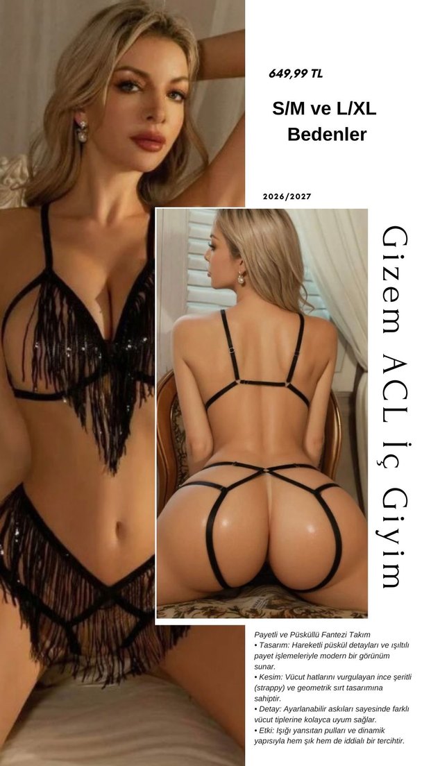 Özel Tasarım Siyah Püsküllü Şık Fantezi Takım - Görsel 2