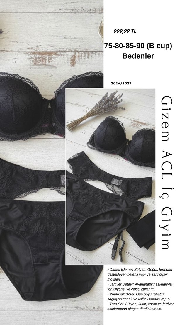 Jartiyer seti 75-80-85-90 bedenler B cup - Görsel 2