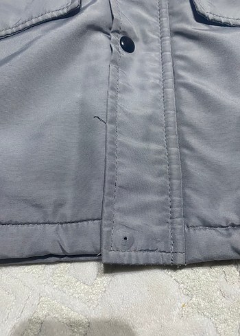 Gri Kışlık Kapüşonlu içi tüylü Mont - Görsel 7