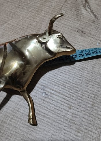 PİRİNÇ Parlak Altın Renkli Boğa Figürü - Görsel 8