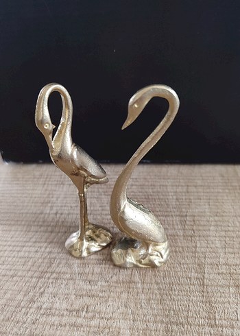 PİRİNÇ Parlak Altın Renkli Kuğu Biblo Seti - Görsel 2