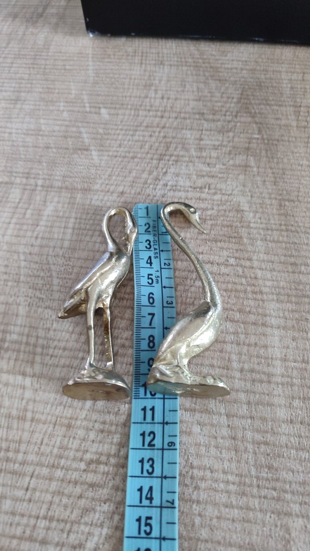 PİRİNÇ Parlak Altın Renkli Kuğu Biblo Seti - Görsel 5