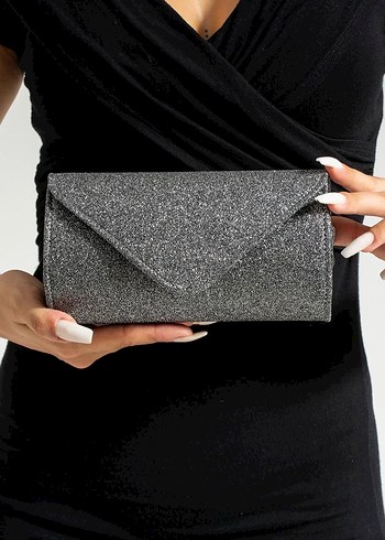 Gri Simli Kadın Abiye Portföy Çanta - Görsel 2