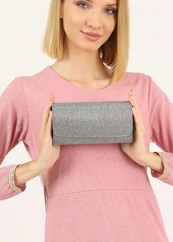 Gri Payetli Kadın Portföy Çanta - Görsel 2