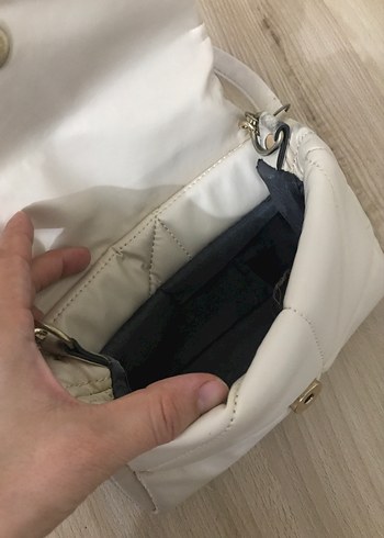 Zincir Detaylı krem Deri Kadın Çanta - Görsel 2