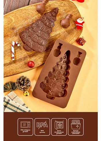 Kahverengi Noel Ağacı Kek çikolata Kalıbı - Görsel 2