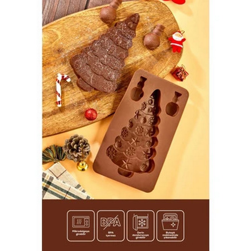 Kahverengi Noel Ağacı Kek çikolata Kalıbı - Görsel 2