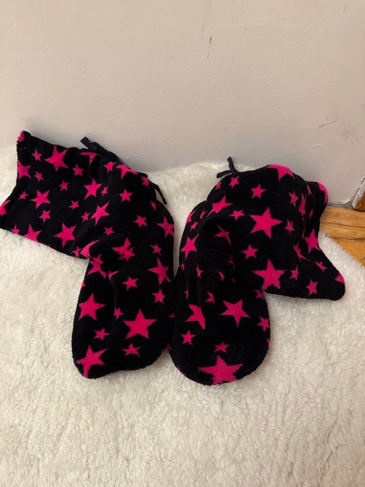Kızlar için Pembe Yıldızlı Sıcak Ev Terliği - Görsel 2