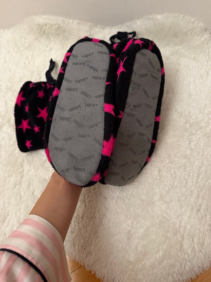 Kızlar için Pembe Yıldızlı Sıcak Ev Terliği - Görsel 3