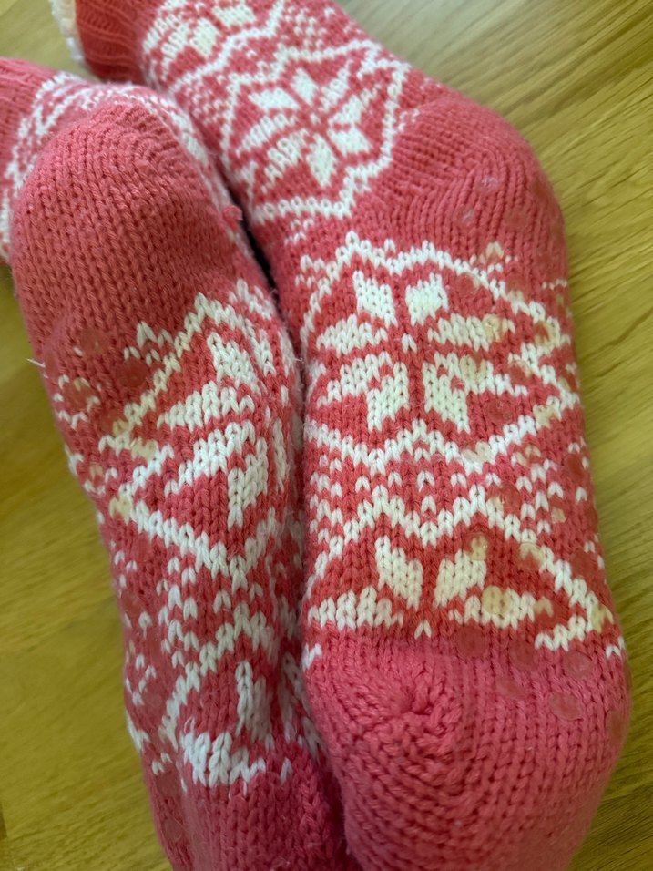 Pembe Örgü Kız Ev Çorabı - Görsel 2